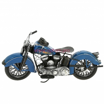 Модель металлического мотоцикла HARLEY-DAVIDSON 1948 год ретро, цвет синий, масштаб 1:6, длина 42 см.