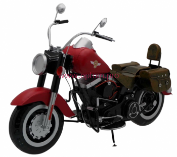 Модель мотоцикл HARLEY-DAVIDSON классика ретро, красный, металл, длина 40 см.