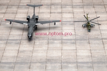 Демонстрационная площадка военного аэродрома для моделей самолётов.